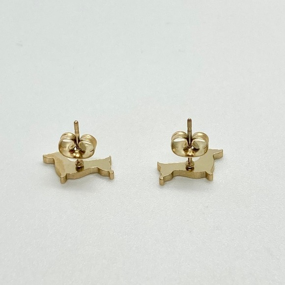 Gold Dachshund Weenie Dog Earring Pair - Picture 6 of 8
